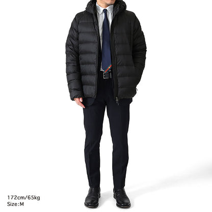 PYRENEX ピレネックス ARIAL HOODED アリアル フーデッド ライトダウンジャケット HMY026 黒 ブラック フード付き メンズ