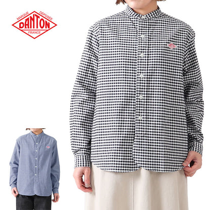 DANTON ダントン オックスフォード チェック バンドカラーシャツ DT-B0279 OXP 長袖シャツ レディース