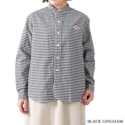 DANTON ダントン オックスフォード チェック バンドカラーシャツ DT-B0279 OXP 長袖シャツ レディース