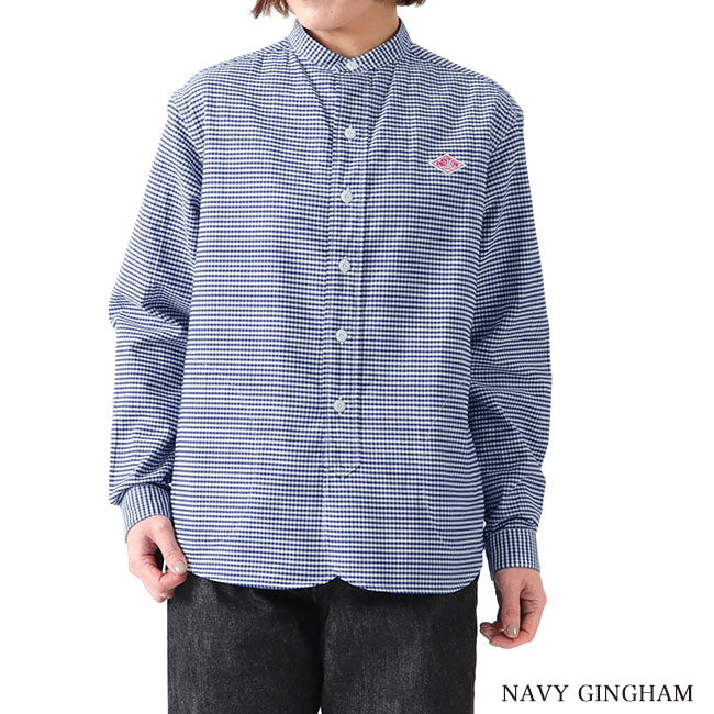 DANTON ダントン オックスフォード チェック バンドカラーシャツ DT-B0279 OXP 長袖シャツ レディース