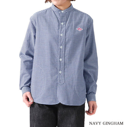DANTON ダントン オックスフォード チェック バンドカラーシャツ DT-B0279 OXP 長袖シャツ レディース