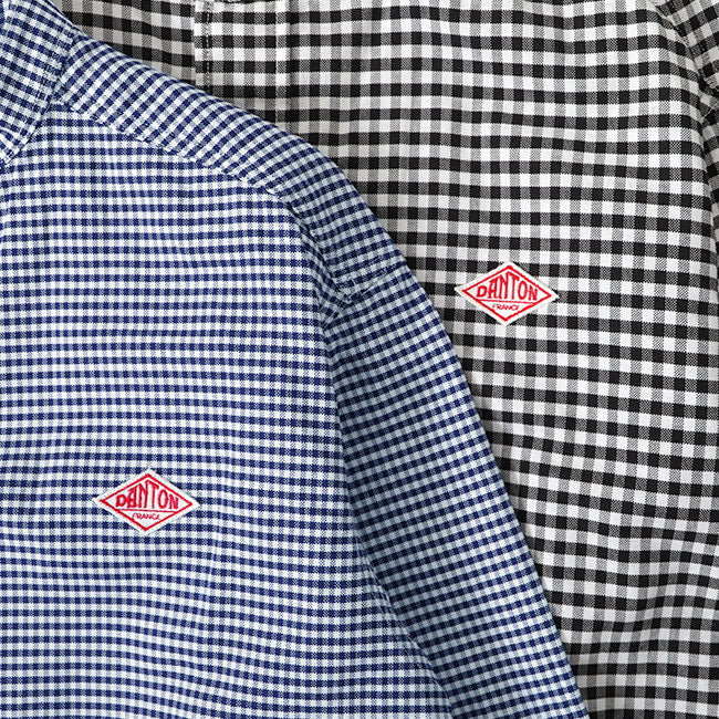 DANTON ダントン チェック オックスフォード バンドカラー チェックシャツ JD-3607 TRD 長袖シャツ メンズ