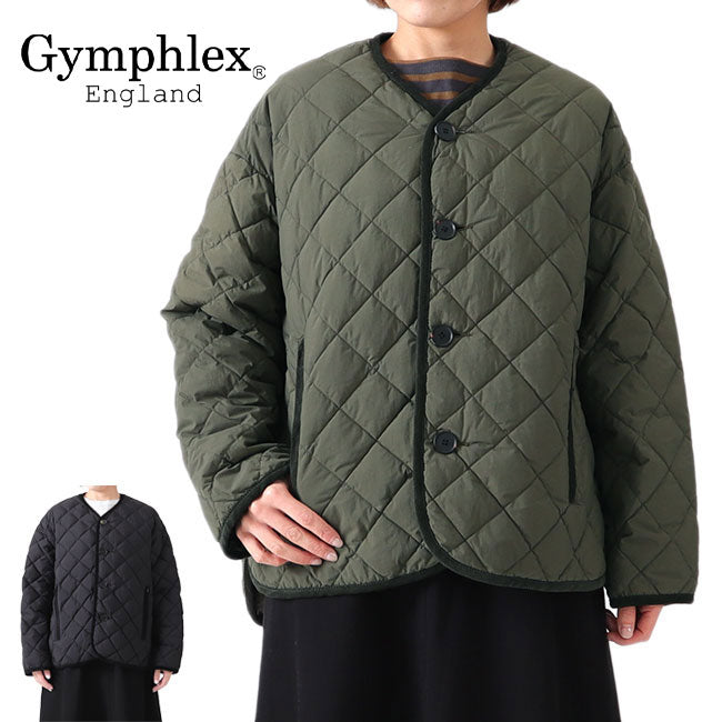 GYMPHLEX ジムフレックス ダイヤキルトダウン Vネック カラーレスジャケット GY-A0054 NYM ノーカラー レディース