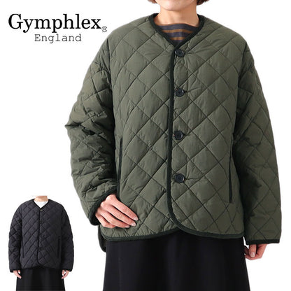 GYMPHLEX ジムフレックス ダイヤキルトダウン Vネック カラーレスジャケット GY-A0054 NYM ノーカラー レディース