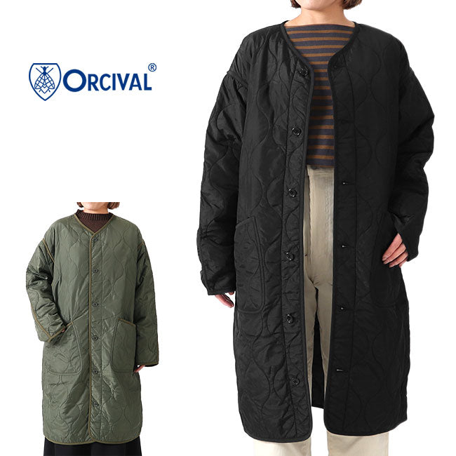 ORCIVAL オーシバル キルト ノーカラーコート OR-A0080 NYR カラーレス レディース