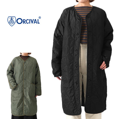 ORCIVAL オーシバル キルト ノーカラーコート OR-A0080 NYR カラーレス レディース