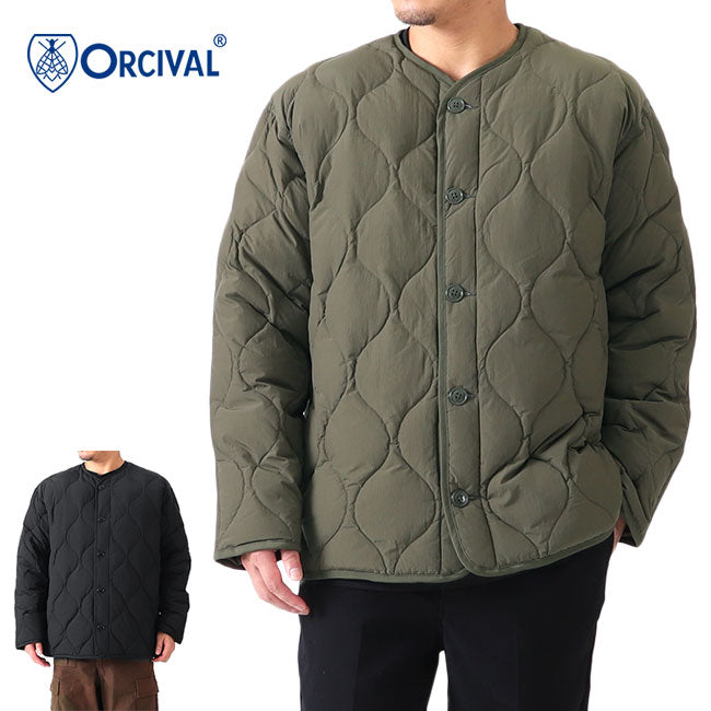 ORCIVAL オーシバル キルトダウン ノーカラージャケット OR-A0089 NSY カラーレス ブルゾン メンズ