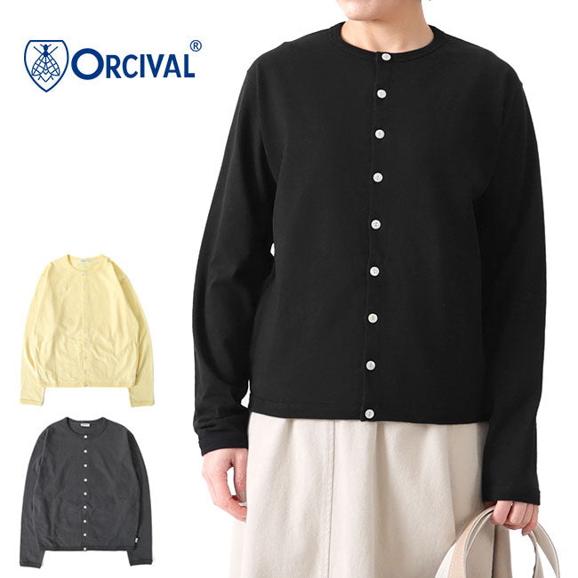 ORCIVAL オーシバル コットンスラブ天竺 クルーネック カーディガン OR-C0077 SUB レディース