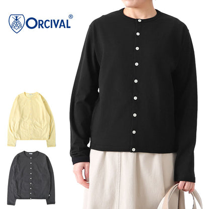 ORCIVAL オーシバル コットンスラブ天竺 クルーネック カーディガン OR-C0077 SUB レディース