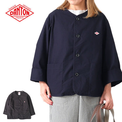 DANTON ダントン カラーレス ショートジャケット DT-A0293 HCD ノーカラー レディース
