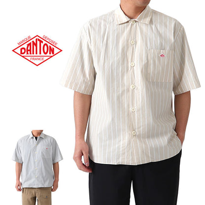 DANTON ダントン コットンポプリン ワイド ストライプ ワークシャツ JD-3609 MTP 半袖シャツ (メンズ)