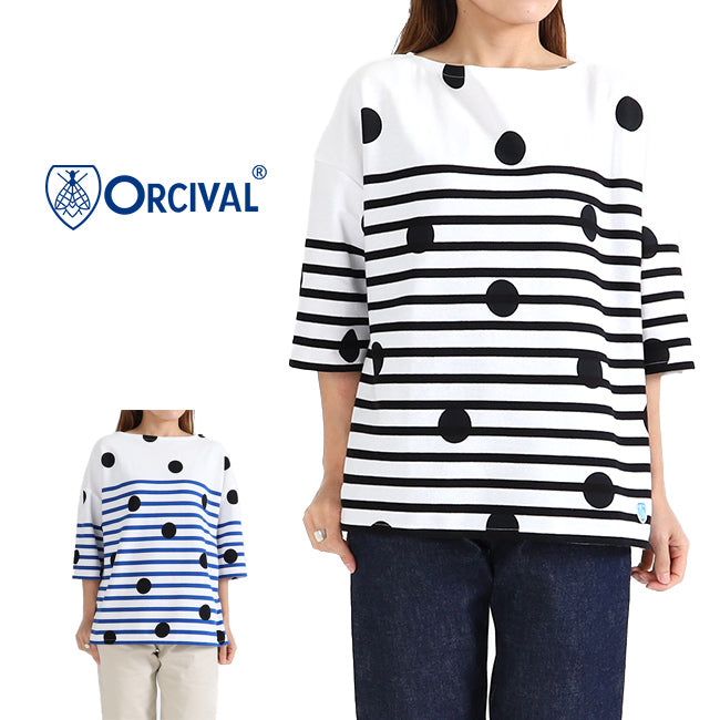 ORCIVAL オーシバル ラッセルフレンチセーラー ドット ボーダー ハーフスリーブTシャツ 6814 半袖Tシャツ (レディース)