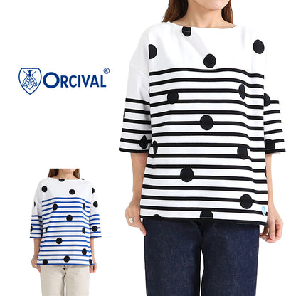 ORCIVAL オーシバル ラッセルフレンチセーラー ドット ボーダー ハーフスリーブTシャツ 6814 半袖Tシャツ (レディース)