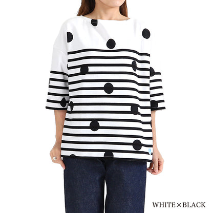 ORCIVAL オーシバル ラッセルフレンチセーラー ドット ボーダー ハーフスリーブTシャツ 6814 半袖Tシャツ (レディース)