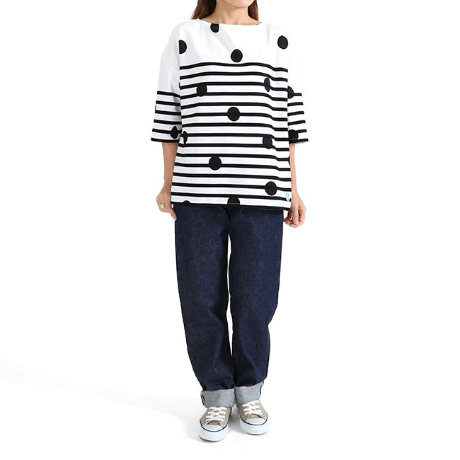 ORCIVAL オーシバル ラッセルフレンチセーラー ドット ボーダー ハーフスリーブTシャツ 6814 半袖Tシャツ (レディース)