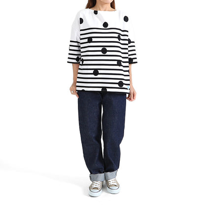 ORCIVAL オーシバル ラッセルフレンチセーラー ドット ボーダー ハーフスリーブTシャツ 6814 半袖Tシャツ (レディース)