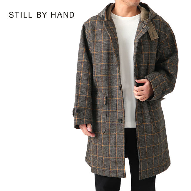 Still By Hand スティルバイハンド ツイードライク チェック フードコート CO0394 ダッフルコート メンズ