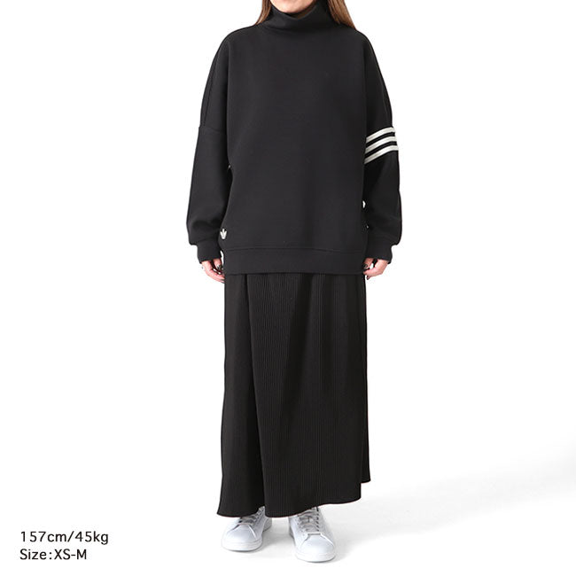 adidas アディダスオリジナルス アディカラー オーバーサイズ ハイネック スウェット IM1817 黒 トレーナー レディース
