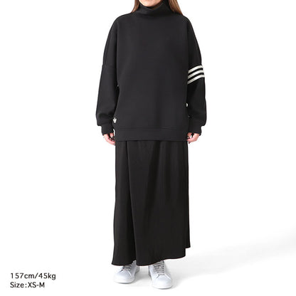 adidas アディダスオリジナルス アディカラー オーバーサイズ ハイネック スウェット IM1817 黒 トレーナー レディース