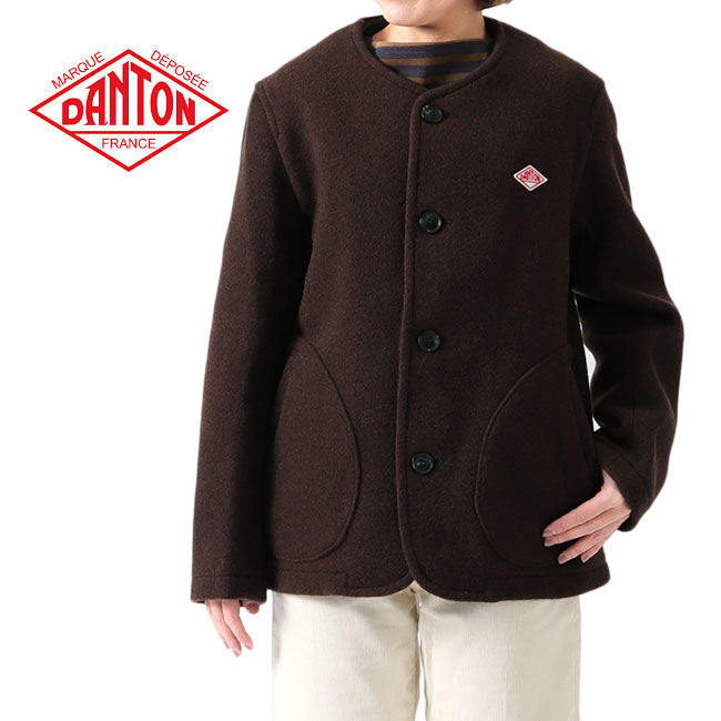 DANTON ダントン ウールモッサ カラーレス ジャケット JD-8903 ノーカラー ウールジャケット (レディース)