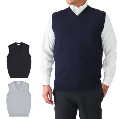 LACOSTE ラコステ ウォッシャブルウール クールマックス Vネックベスト AH144EL メンズ