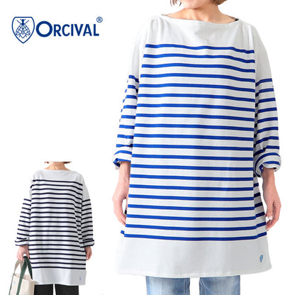 ORCIVAL オーシバル ラッセルボーダー ボートネック オーバーサイズ カットソー 6101C ロンT 長袖Tシャツ レディース