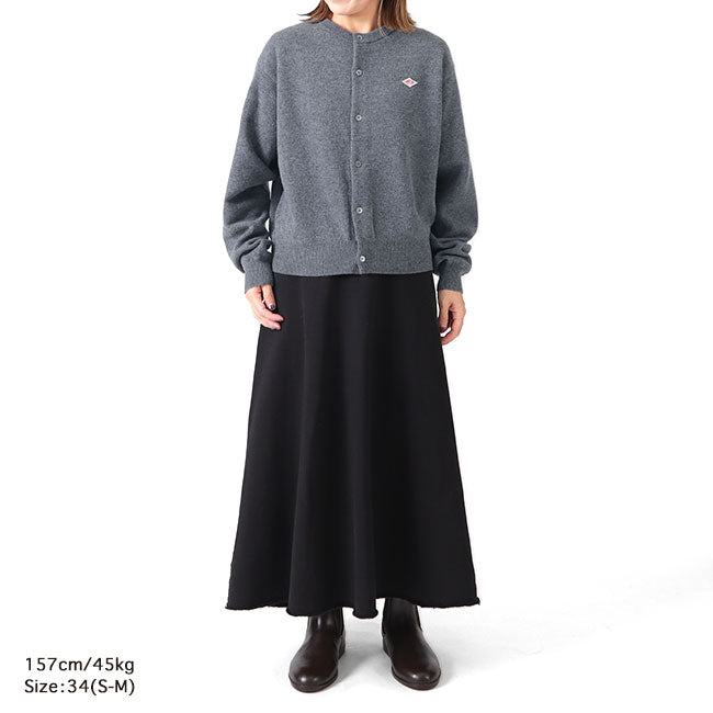 DANTON ダントン ラムウール クルーネック ニット カーディガン DT-D0031 LMW ノーカラー レディース