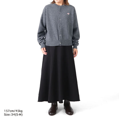 DANTON ダントン ラムウール クルーネック ニット カーディガン DT-D0031 LMW ノーカラー レディース
