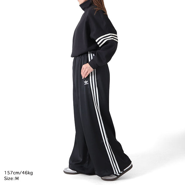 adidas アディダスオリジナルス サテン ワイド トラックパンツ IU2520 黒 ジャージ レディース