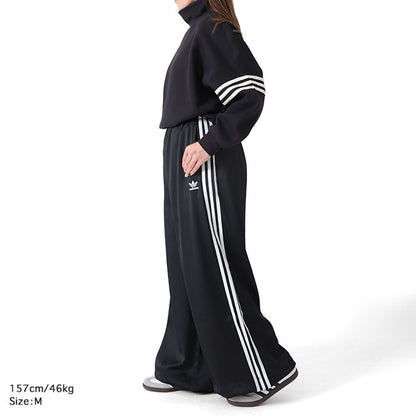 adidas アディダスオリジナルス サテン ワイド トラックパンツ IU2520 黒 ジャージ レディース
