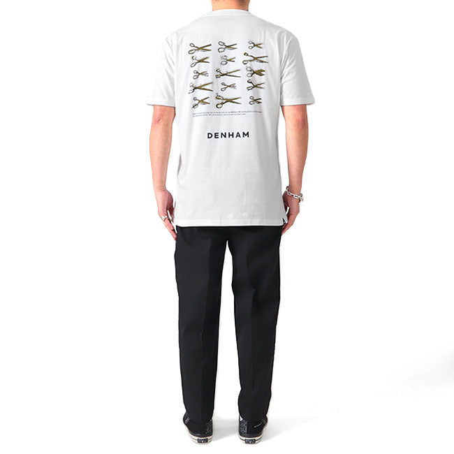 DENHAM デンハム WRIGHT REG TEE CJ シザーロゴ グラフィックTシャツ 黒 白 半袖Tシャツ メンズ