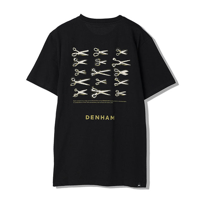 DENHAM デンハム WRIGHT REG TEE CJ シザーロゴ グラフィックTシャツ 黒 白 半袖Tシャツ メンズ