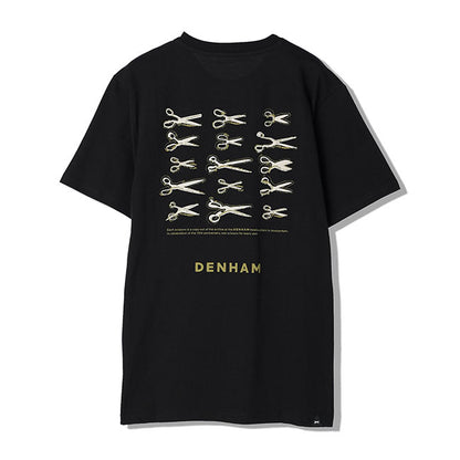 DENHAM デンハム WRIGHT REG TEE CJ シザーロゴ グラフィックTシャツ 黒 白 半袖Tシャツ メンズ