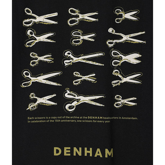 DENHAM デンハム WRIGHT REG TEE CJ シザーロゴ グラフィックTシャツ 黒 白 半袖Tシャツ メンズ