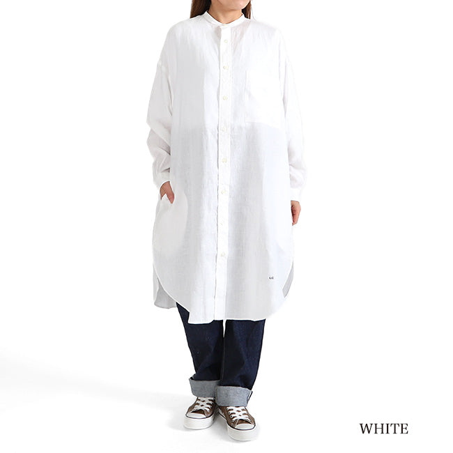GYMPHLEX ジムフレックス リネンクロス バンドカラー シャツワンピース J-1363 KLS ノーカラー シャツコート (レディース)