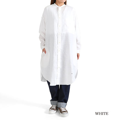 GYMPHLEX ジムフレックス リネンクロス バンドカラー シャツワンピース J-1363 KLS ノーカラー シャツコート (レディース)