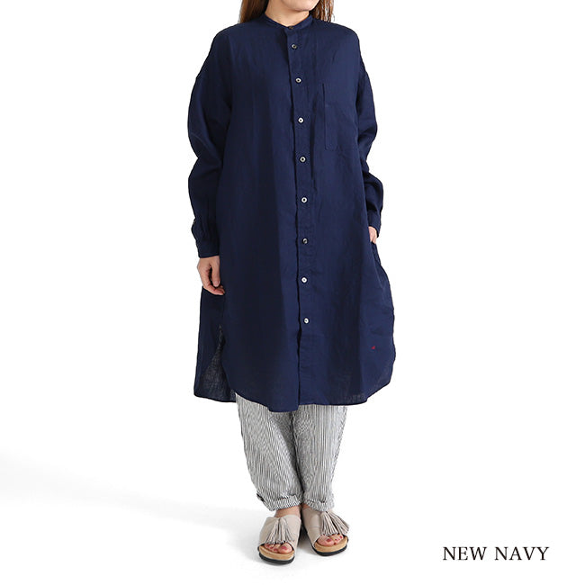 GYMPHLEX ジムフレックス リネンクロス バンドカラー シャツワンピース J-1363 KLS ノーカラー シャツコート (レディース)