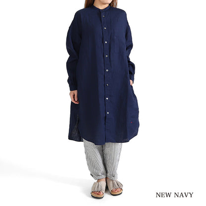 GYMPHLEX ジムフレックス リネンクロス バンドカラー シャツワンピース J-1363 KLS ノーカラー シャツコート (レディース)