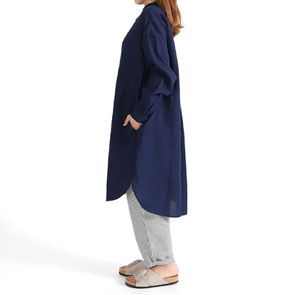 GYMPHLEX ジムフレックス リネンクロス バンドカラー シャツワンピース J-1363 KLS ノーカラー シャツコート (レディース)