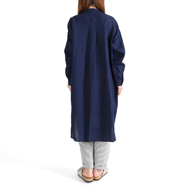 GYMPHLEX ジムフレックス リネンクロス バンドカラー シャツワンピース J-1363 KLS ノーカラー シャツコート (レディース)