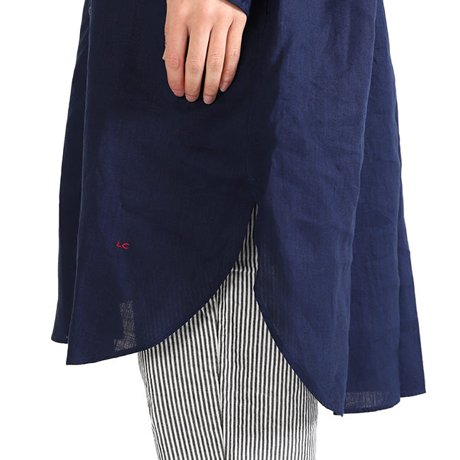 GYMPHLEX ジムフレックス リネンクロス バンドカラー シャツワンピース J-1363 KLS ノーカラー シャツコート (レディース)