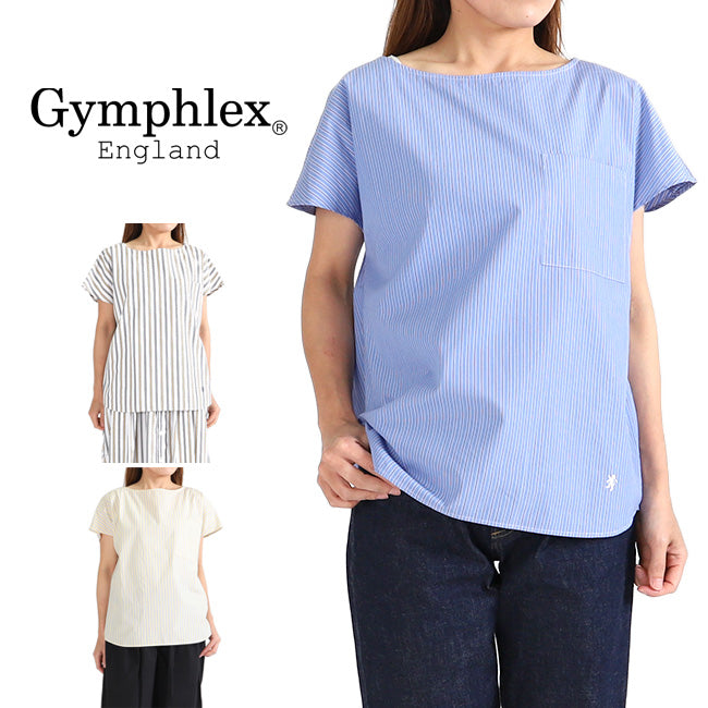 GYMPHLEX ジムフレックス ストライプ プルオーバーシャツ J-1161 MUP フレンチスリーブ 無地 (レディース)