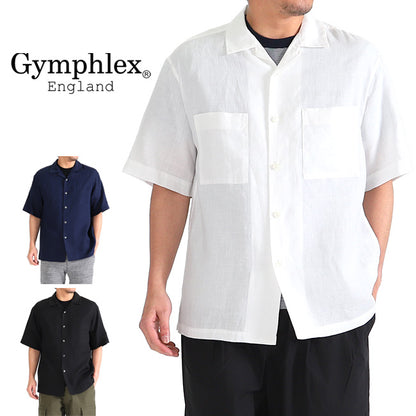 GYMPHLEX ジムフレックス リネンクロス オープンカラーシャツ J-1353 KLS 開襟シャツ 半袖シャツ 無地 (メンズ)