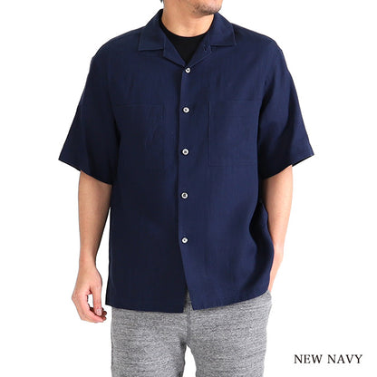 GYMPHLEX ジムフレックス リネンクロス オープンカラーシャツ J-1353 KLS 開襟シャツ 半袖シャツ 無地 (メンズ)