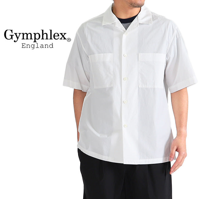 GYMPHLEX ジムフレックス コットンポプリン オープンカラーシャツ J-1353 HGL 開襟シャツ 半袖シャツ 無地 (メンズ)