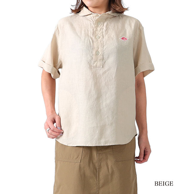 DANTON ダントン リネン プルオーバーワークシャツ JD-3565 KLS 半袖シャツ レディース