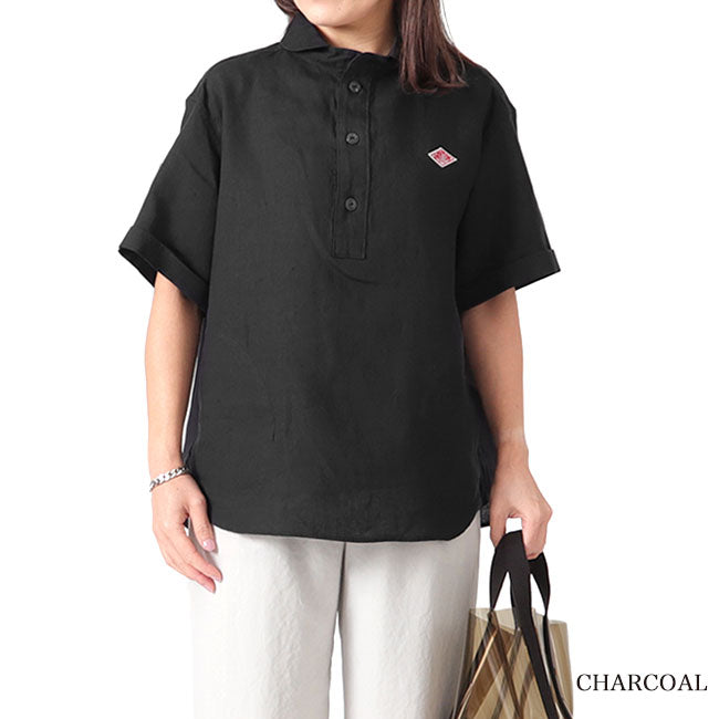 DANTON ダントン リネン プルオーバーワークシャツ JD-3565 KLS 半袖シャツ レディース