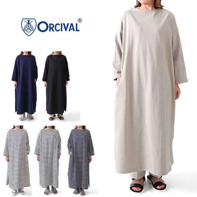 ORCIVAL オーシバル コットンモヨン ボートネックワンピース B235 (レディース)