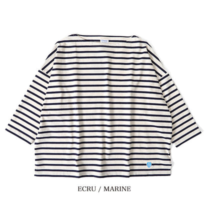 ORCIVAL オーシバル コットンモヨン ボーダー ボートネック七分袖Tシャツ B439 ロンT (レディース)