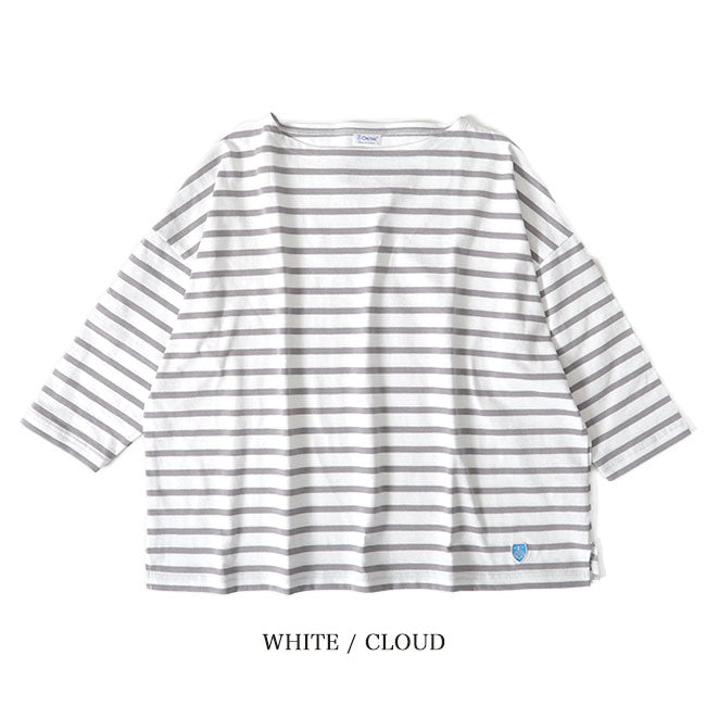 ORCIVAL オーシバル コットンモヨン ボーダー ボートネック七分袖Tシャツ B439 ロンT (レディース)